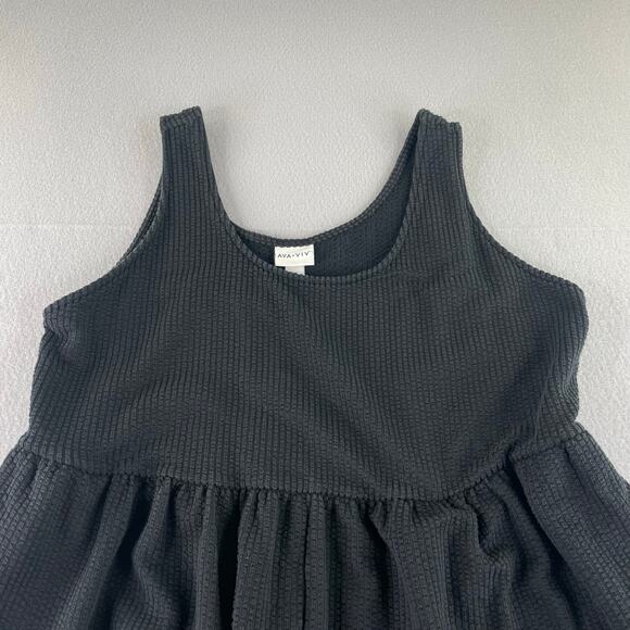 Ava & Viv black baby doll sleeveless Mini Dress pockets textured 2X pockets - Picture 2 of 11